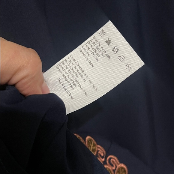 Foxiedox Hadiya Navy Dress with Colorful Embroidery- Size XS - Picture 9 of 9